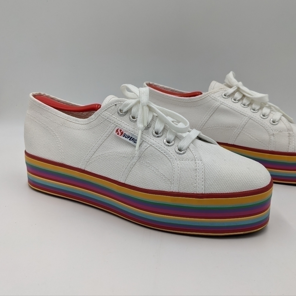 Superga Platform Rainbow Multi Color Sneaker Shoe… - image 5